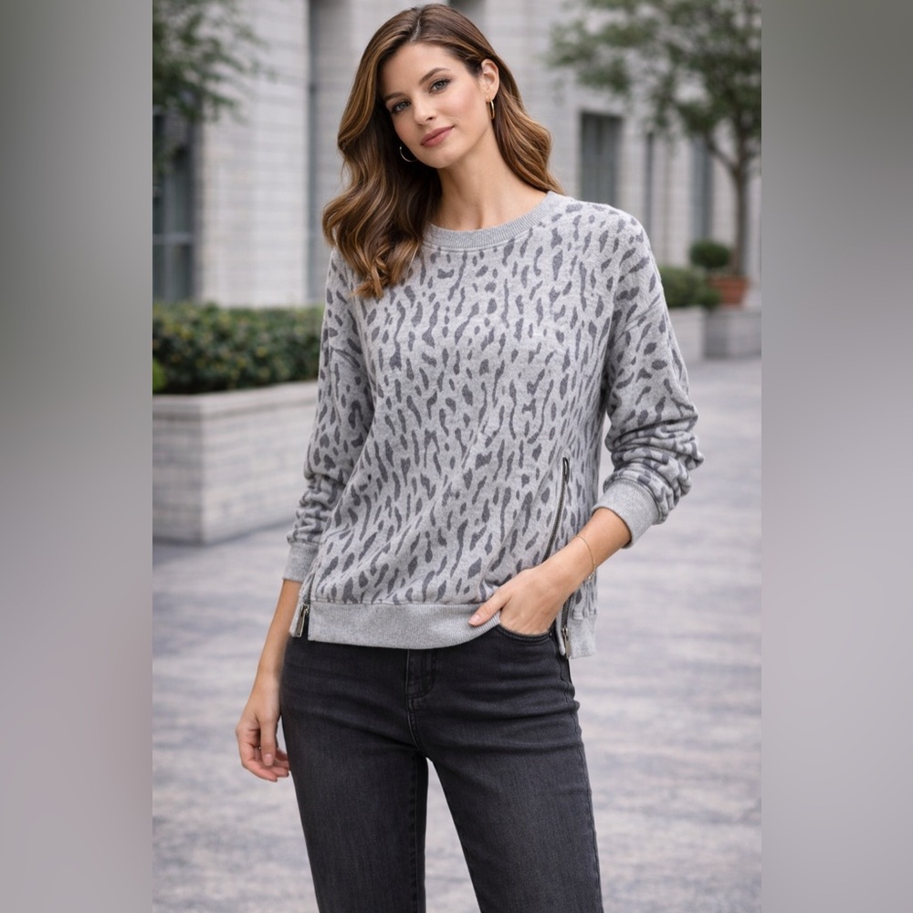 Rails Gray Animal Print Sweater